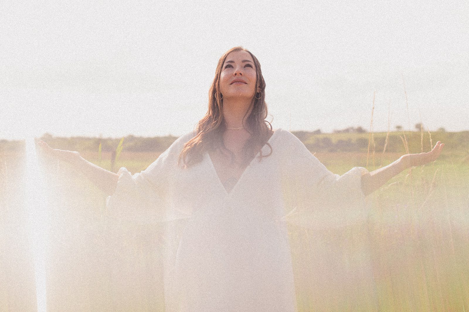 Miriam performing a ritual gesture in Glastonbury.